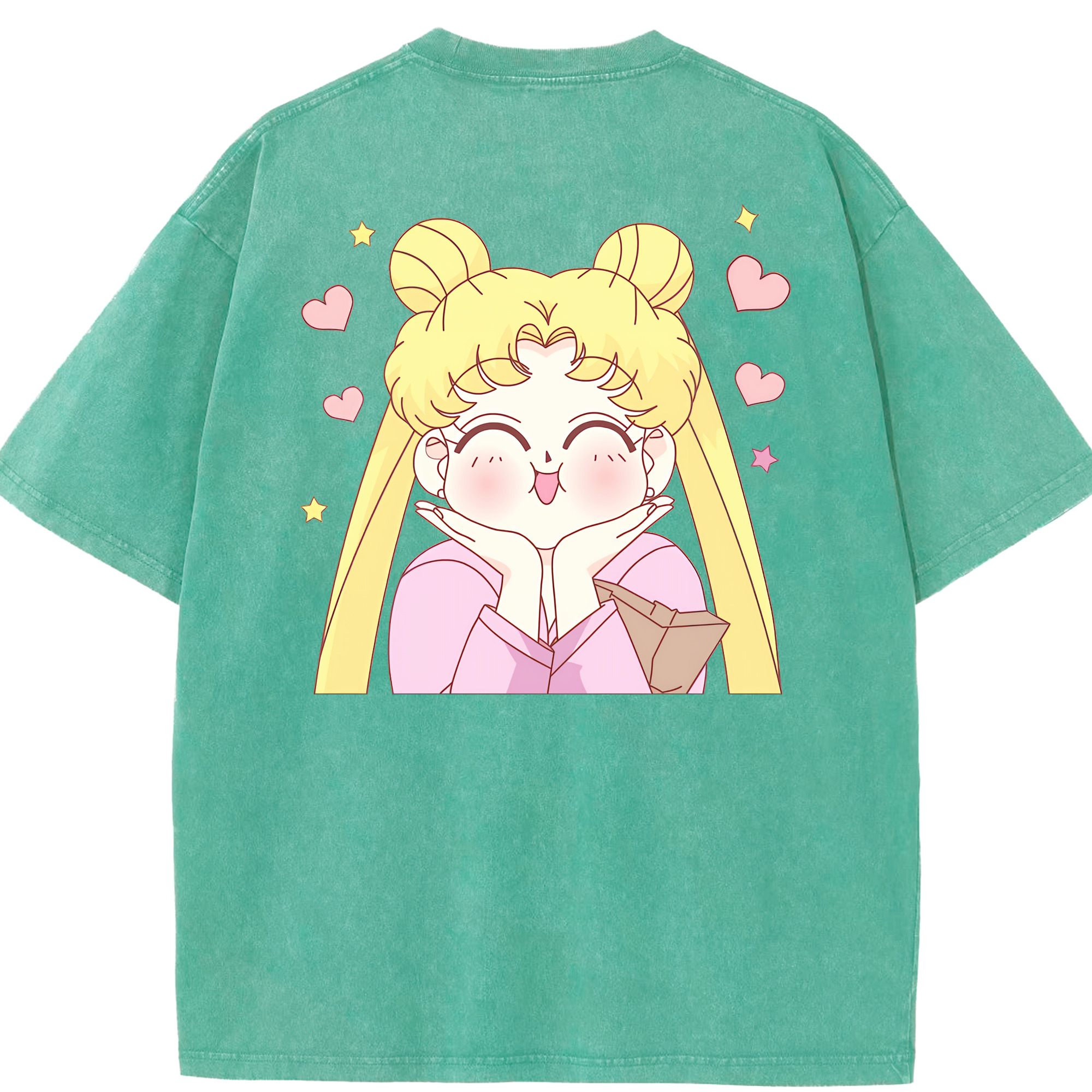 （画像用） 美少女戦士セーラームーン 愛野 美奈子 あいの みなこ Sailor Moon Aino Minako 綿100% ヴィンテージ風 半袖Tシャツ（背面プリント）